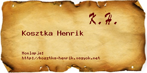Kosztka Henrik névjegykártya